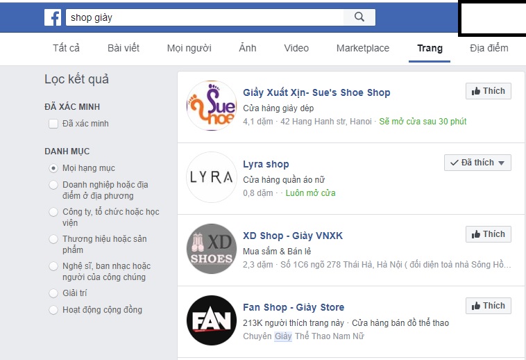 fanpage lên vị trí đầu tìm kiếm facebook