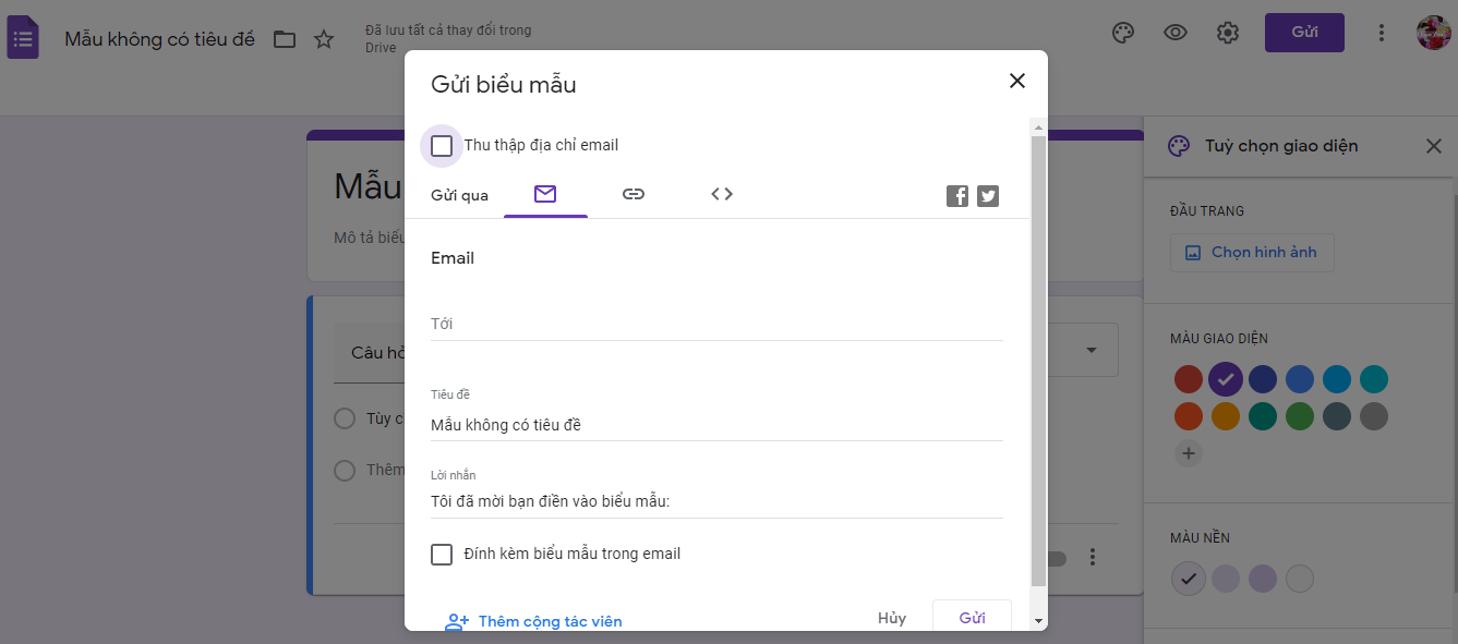 tạo form trên Google