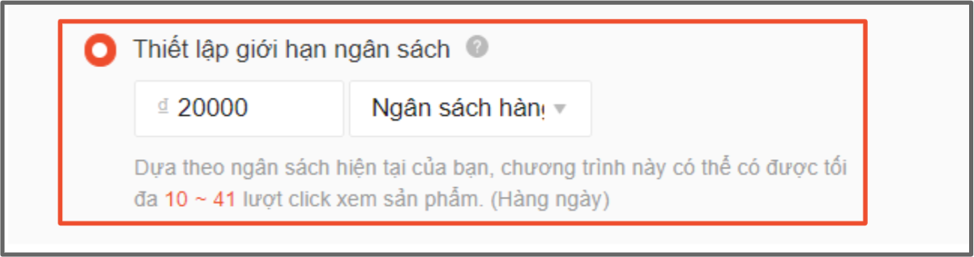 Thiết lập ngân sách quảng cáo Shopee